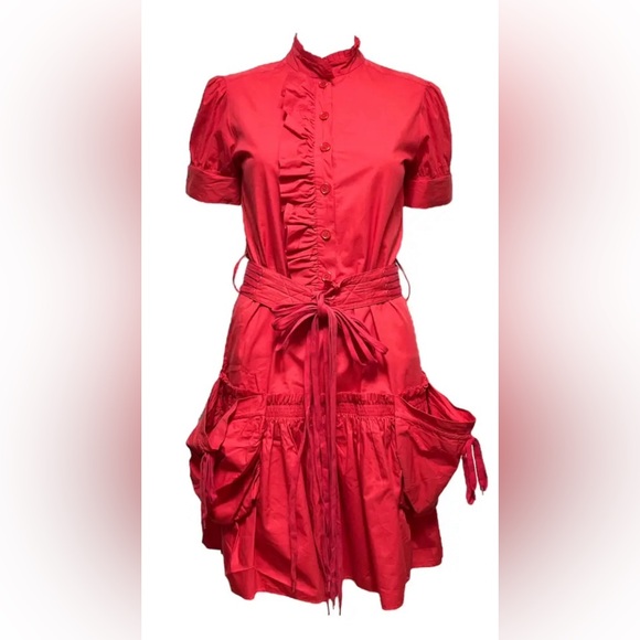 Mark Jacobs NWT/Size 2 button dow ruffle/shoelace belt/2 puff pockets SOLD Out - Picture 3 of 7